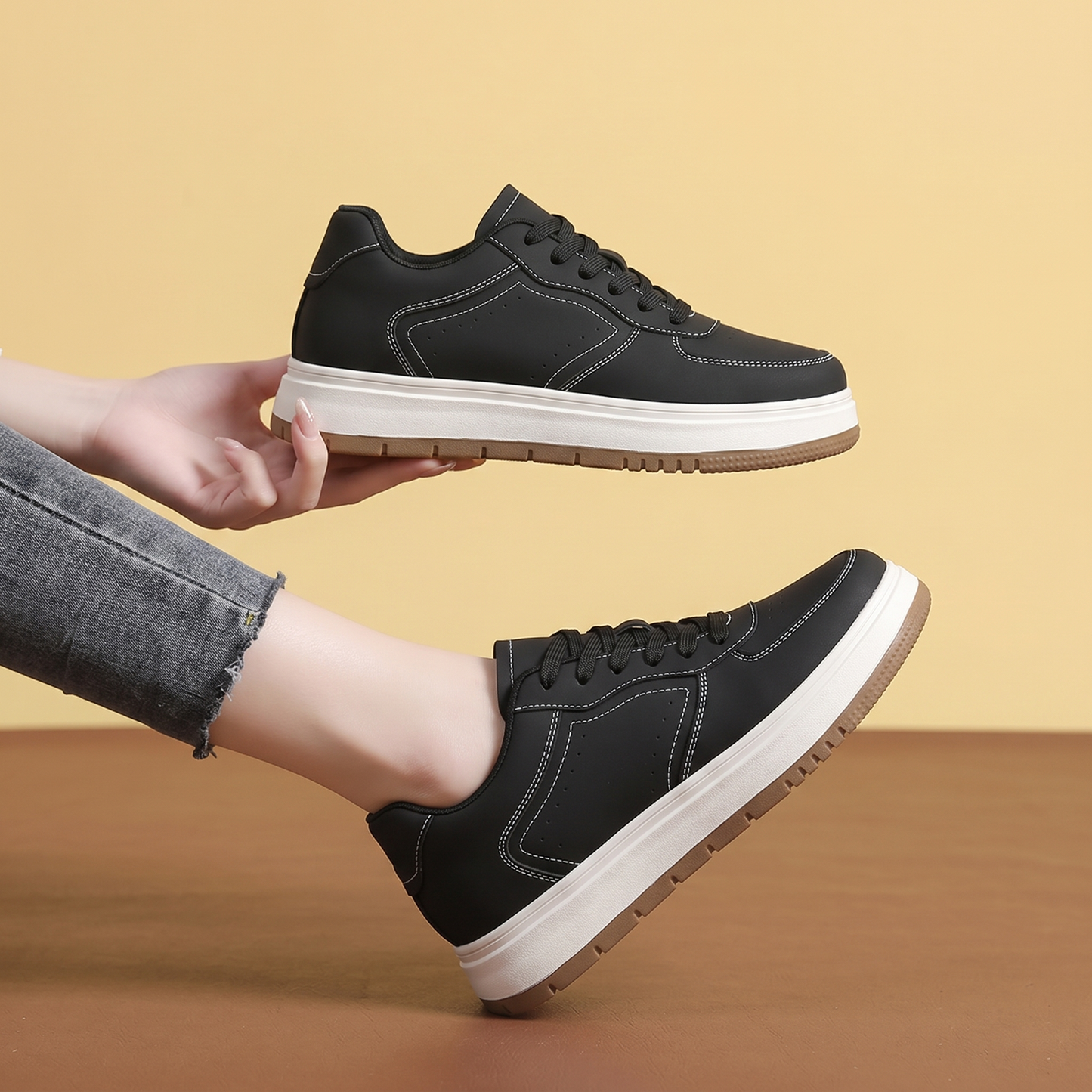 Elevateshooes Cloudy Höhensneaker – Weiß, +6 cm, 43