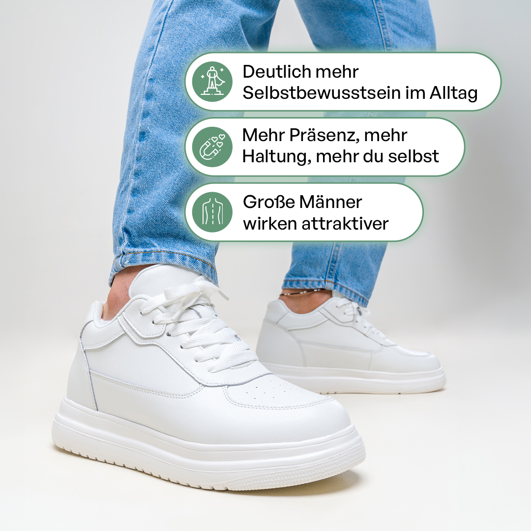 Elevateshooes Casual Höhensneaker – Weiß, +6 cm, 40