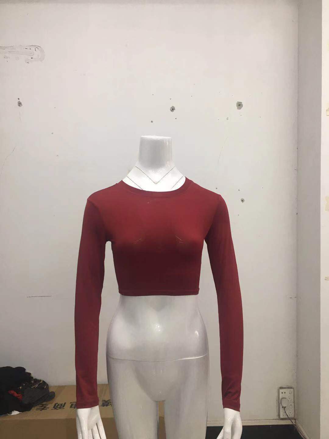 Kurz geschnittenes Langarm-Top mit Rundhalsausschnitt Fashion Bullet