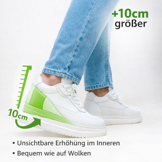 Elevateshooes White Casual Höhensneaker – +10 cm, 36, Weiß