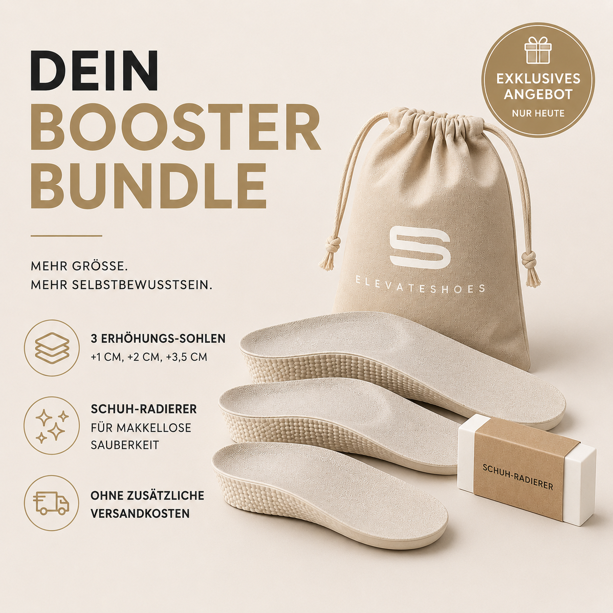 Elevateshooes Boost Einlegesohlen – Weiß, 3er-Pack