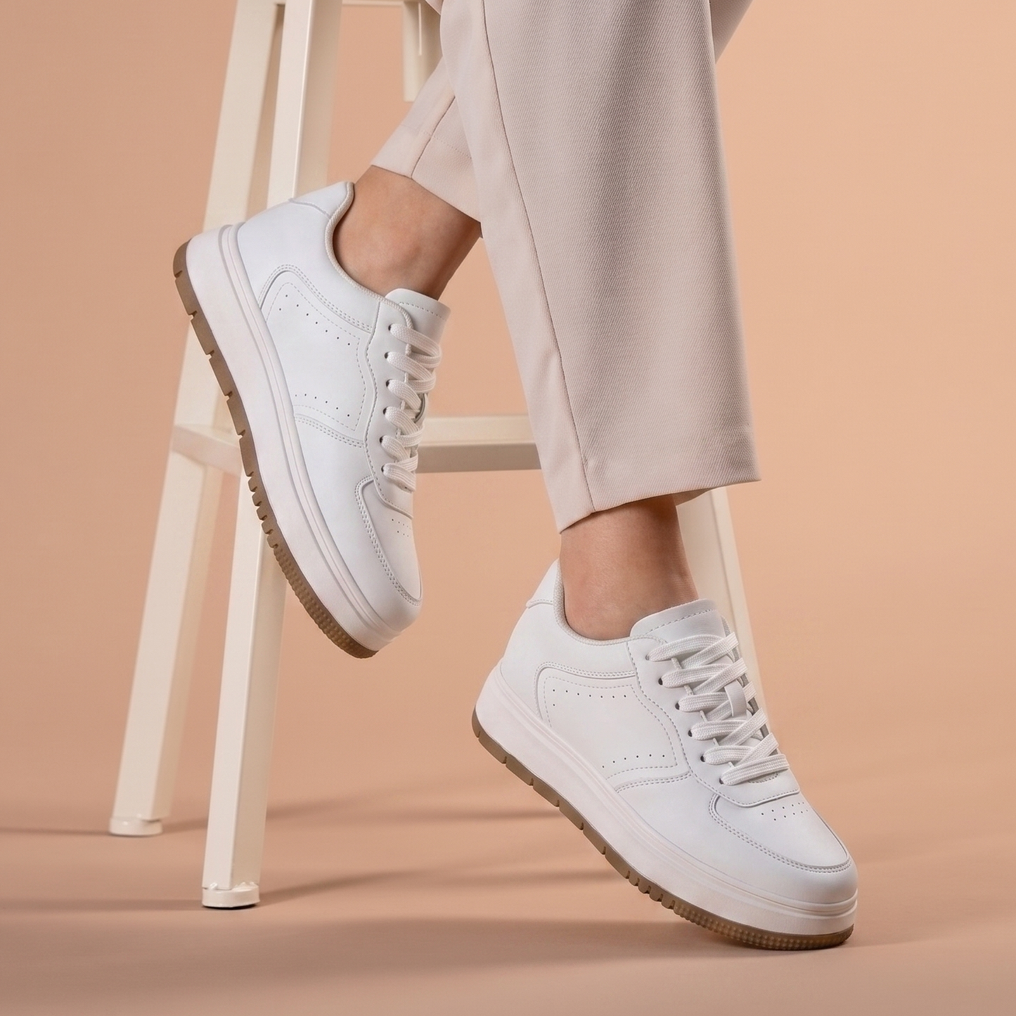 Elevateshooes Cloudy Höhensneaker – Weiß, +6 cm, 39