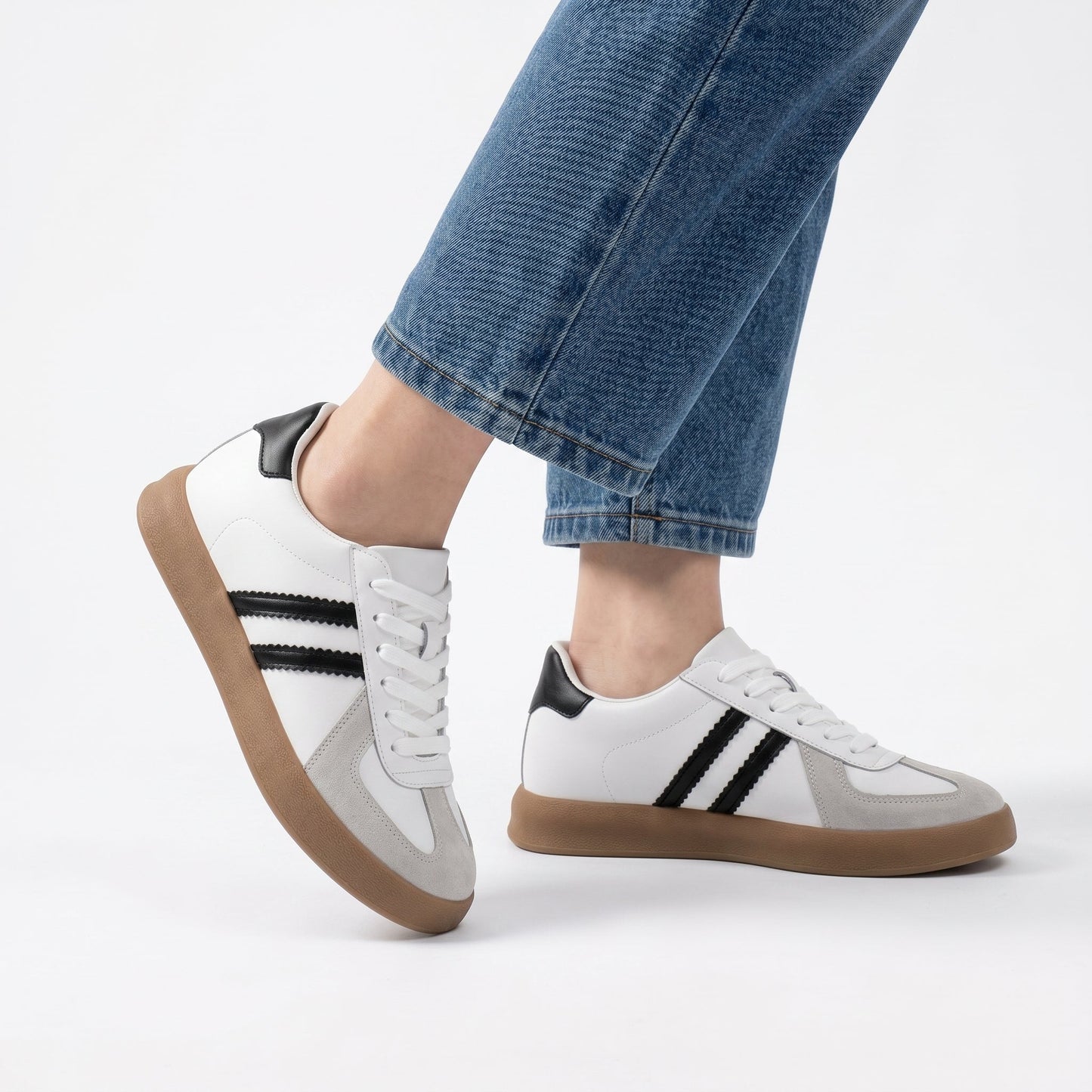 Elevateshooes Denim 2.0 Höhensneaker – Weiß, +6 cm, 38