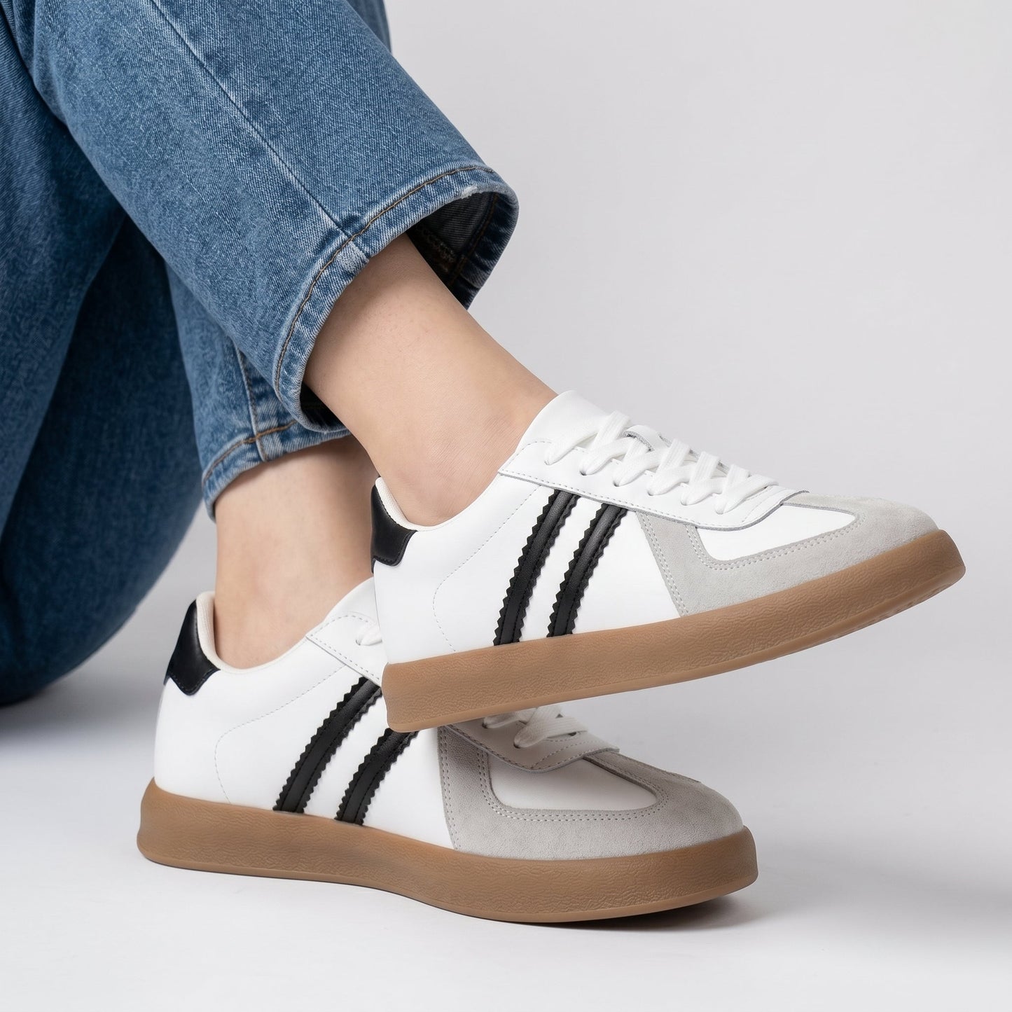 Elevateshooes Denim 2.0 Höhensneaker – Weiß, +6 cm, 40