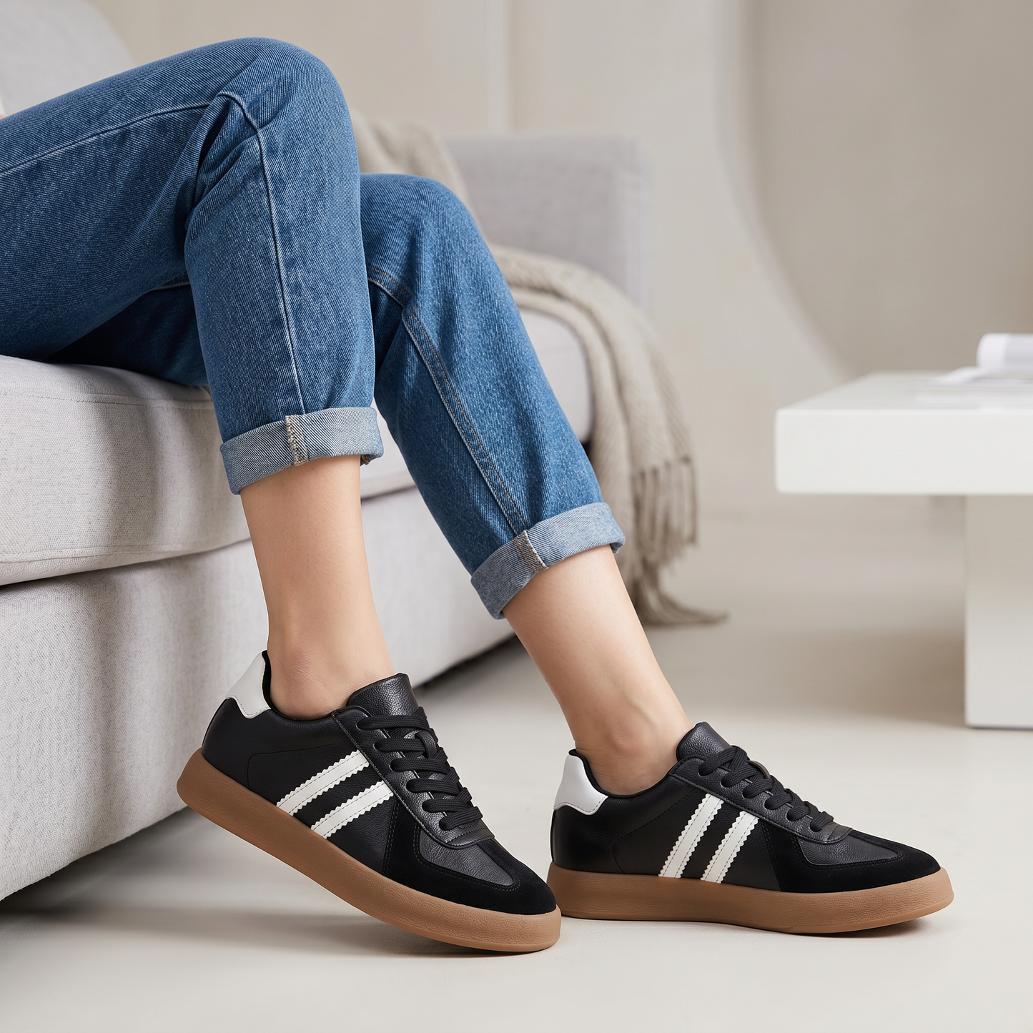 Elevateshooes Denim 2.0 Höhensneaker – Weiß, +6 cm, 42