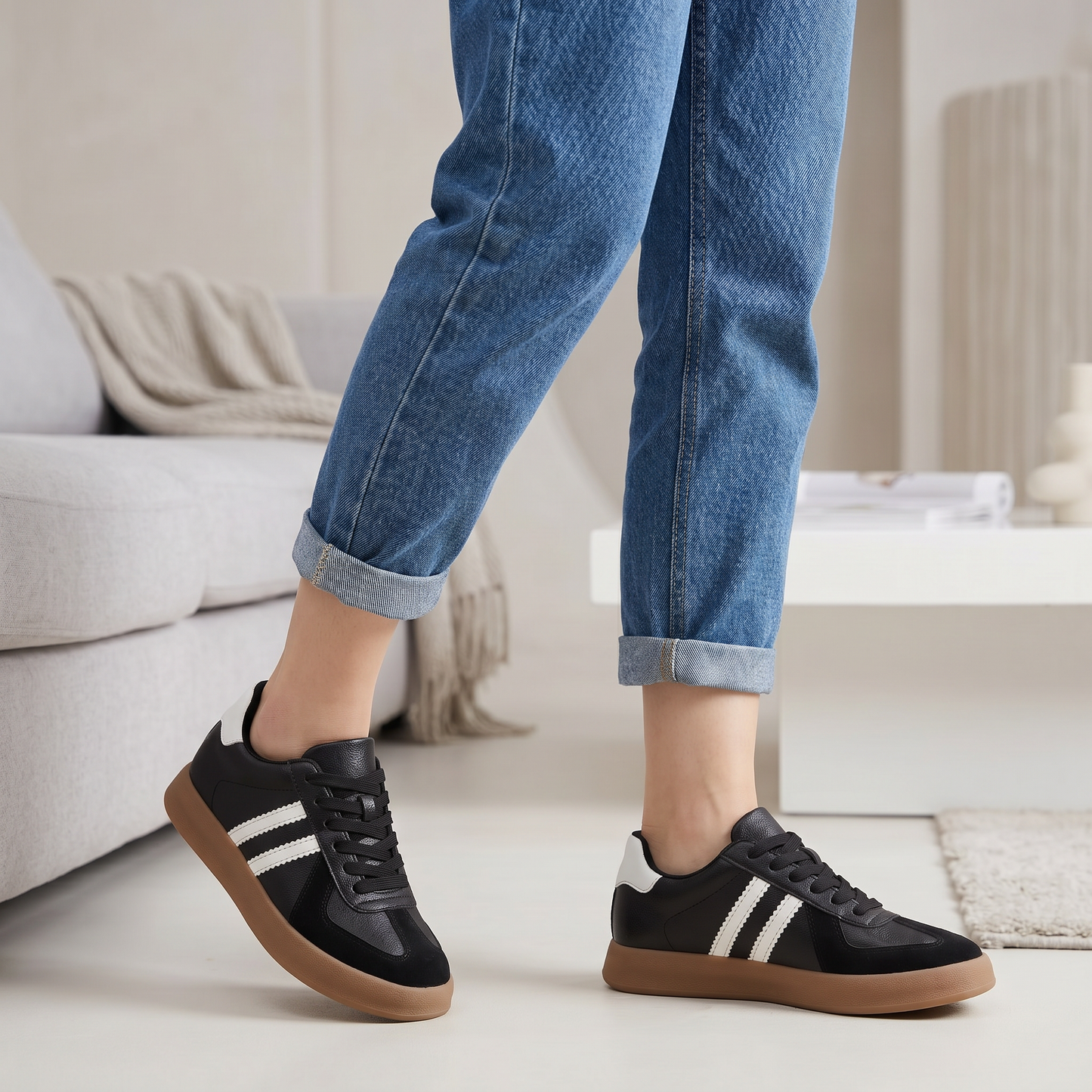 Elevateshooes Denim 2.0 Höhensneaker – Weiß, +6 cm, 44