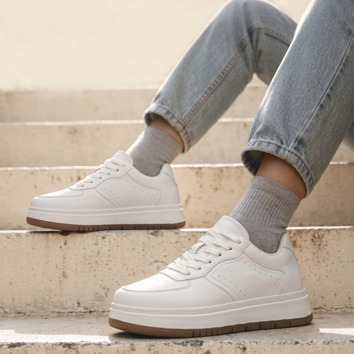 Elevateshooes Level Höhensneaker – Weiß, +6 cm, 38