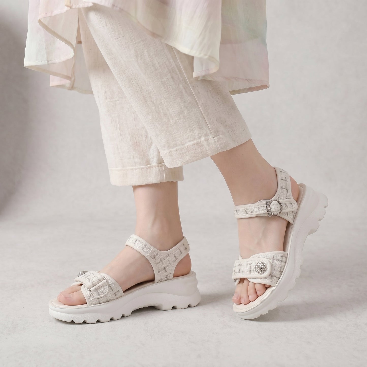 Elevateshooes Lily Sandalen – Weiß, +3.5 cm, 39