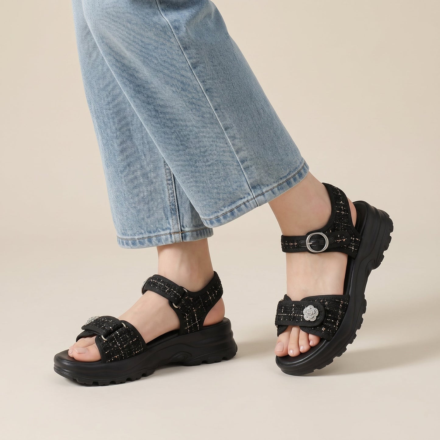 Elevateshooes Lily Sandalen – Schwarz, +3.5 cm, 37