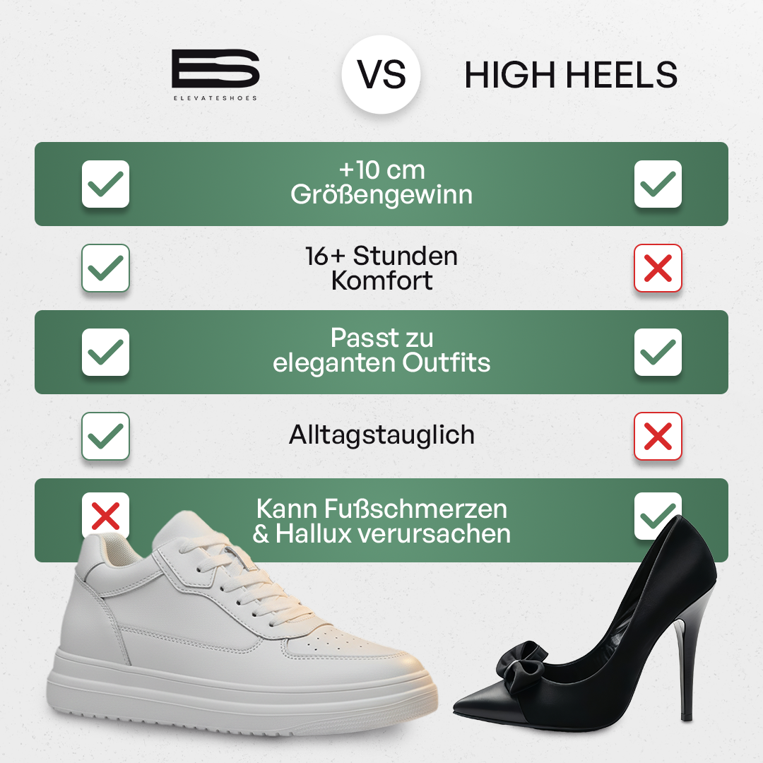 Elevateshooes Classy Höhensneaker – Weiß, +6 cm, 38