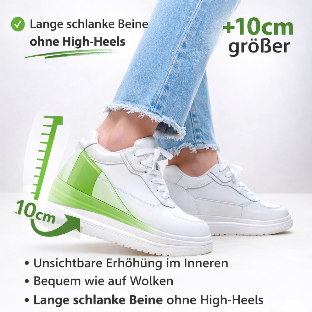 Elevateshooes Sporty Höhensneaker – Weiß, +10 cm, 37