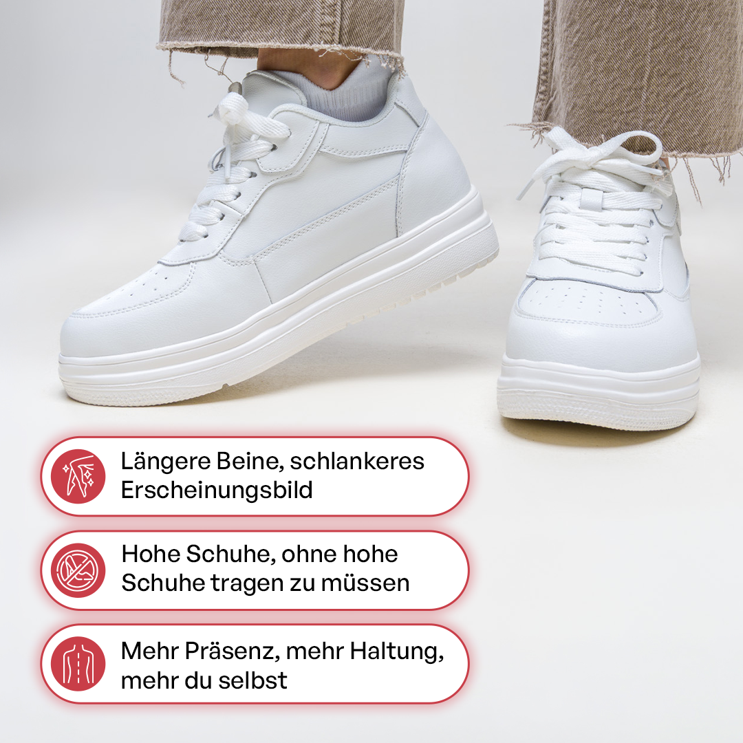 Elevateshooes Classy Höhensneaker – Weiß, +6 cm, 42