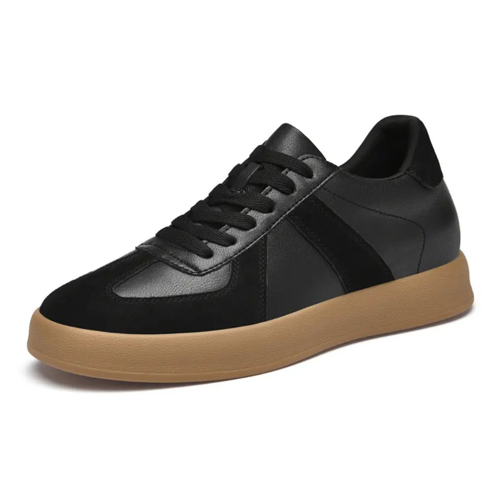 Elevateshooes Denim Höhensneaker – Weiß/Schwarz, +6 cm, 44