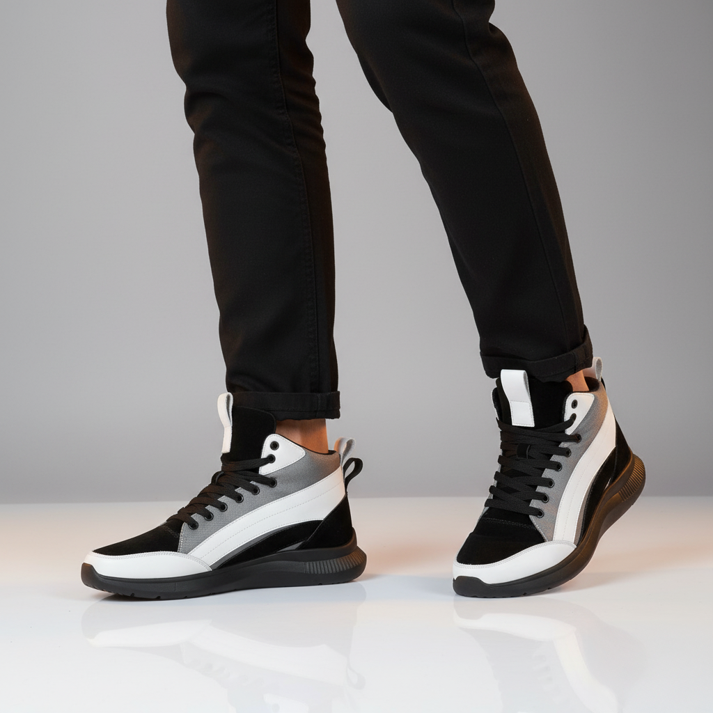 Elevateshooes Future Höhensneaker – Weiß-Schwarz, +6 cm, 39