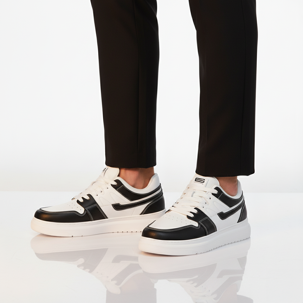 Elevateshooes Impact "black & White" Höhensneaker – Schwarz-Weiß, +10 cm, 37