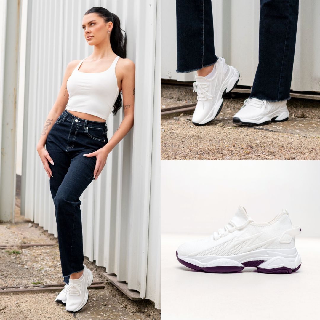 Elevateshooes Sporty Höhensneaker – Weiß, +10 cm, 41