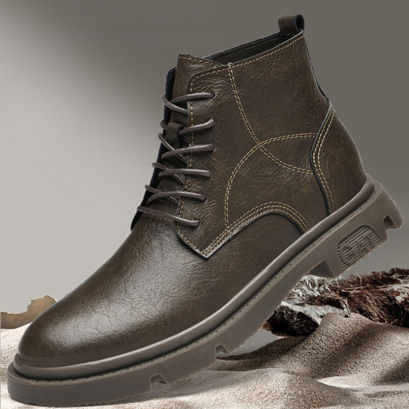 Elevateshooes Stockholm Stiefel – Khaki, +6 cm, 40