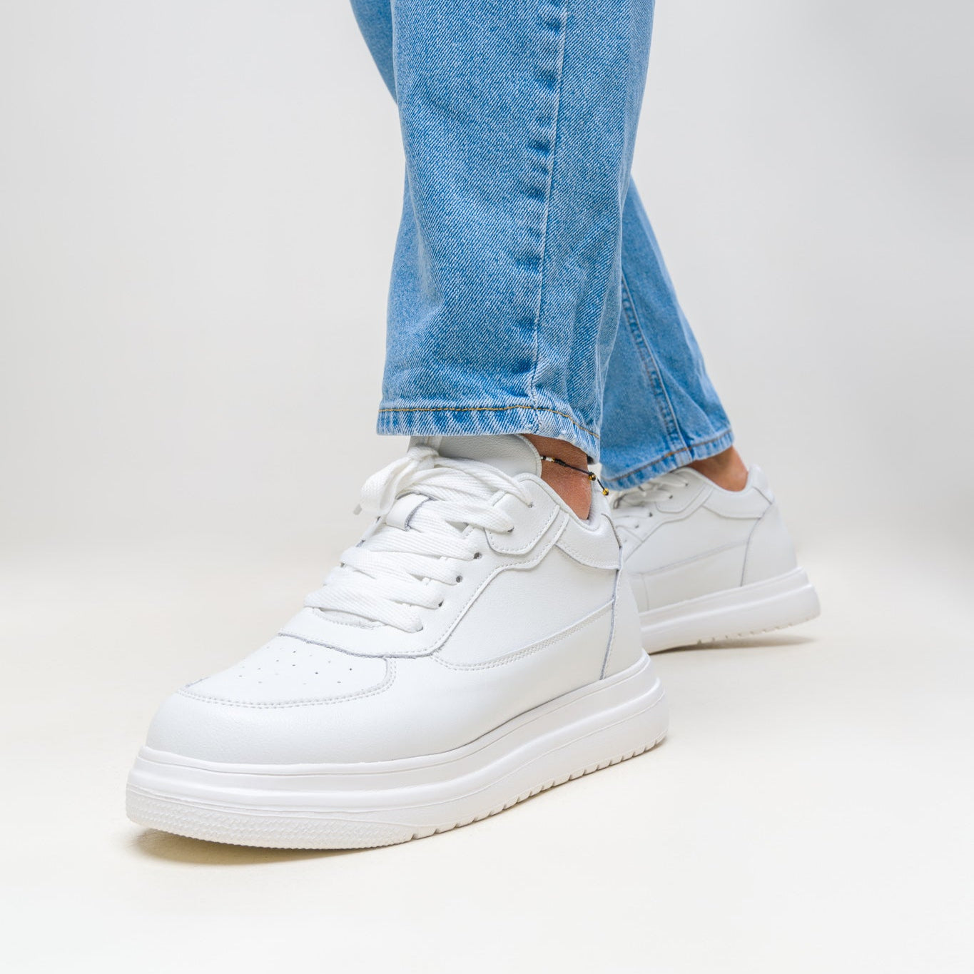 Elevateshooes Casual Höhensneaker – Weiß, +6 cm, 39
