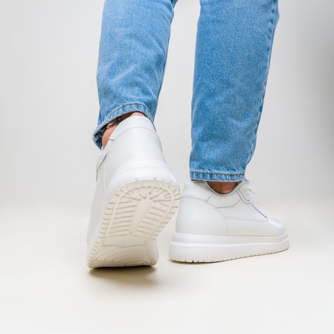 Elevateshooes White Casual Höhensneaker – +10 cm, 41, Weiß