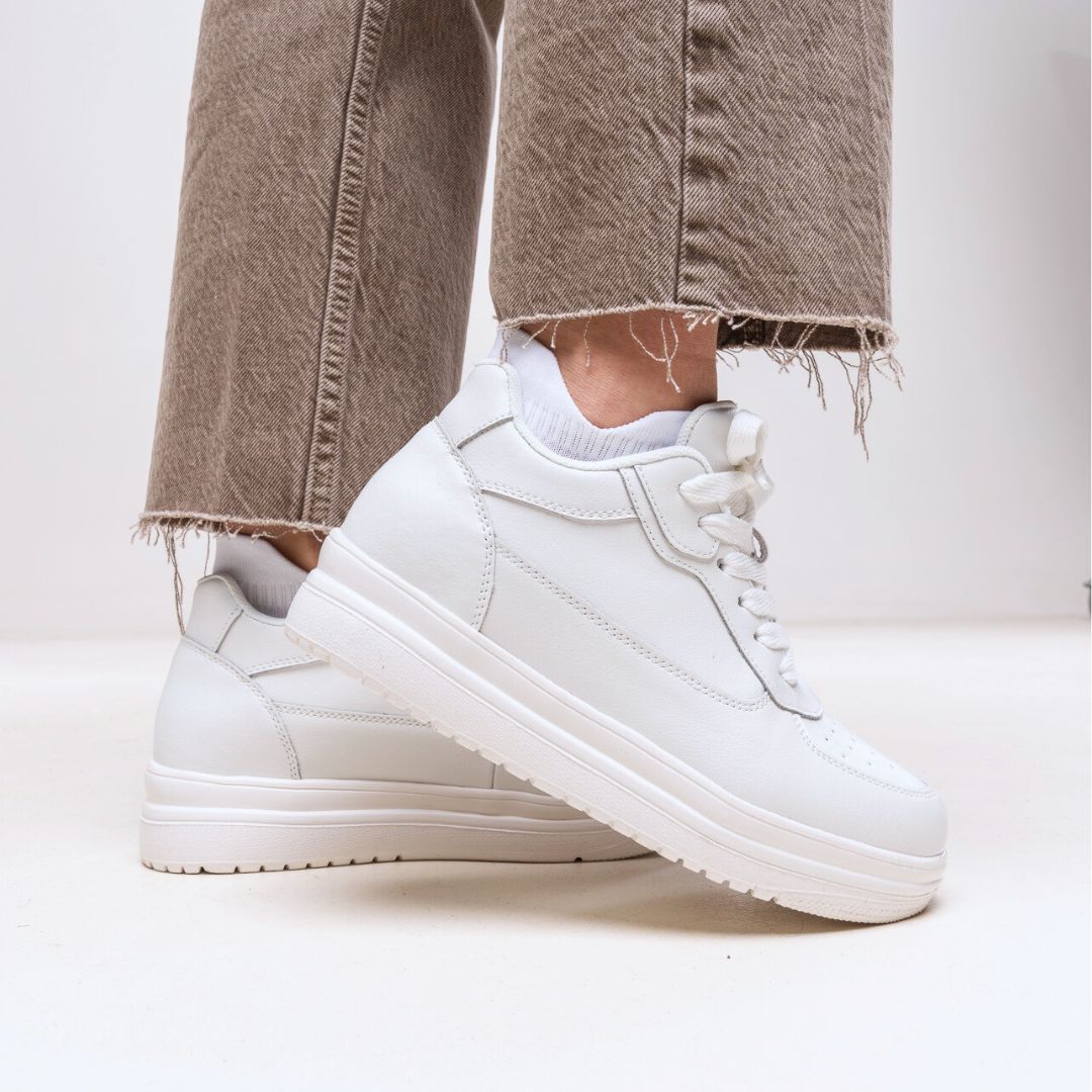 Elevateshooes White Classy Höhensneaker – +10 cm, 37, Weiß