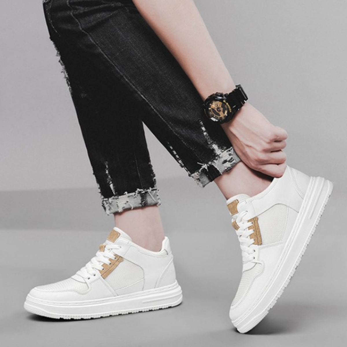 Elevateshooes Alex Höhensneaker – Weiß, +4 cm, 43