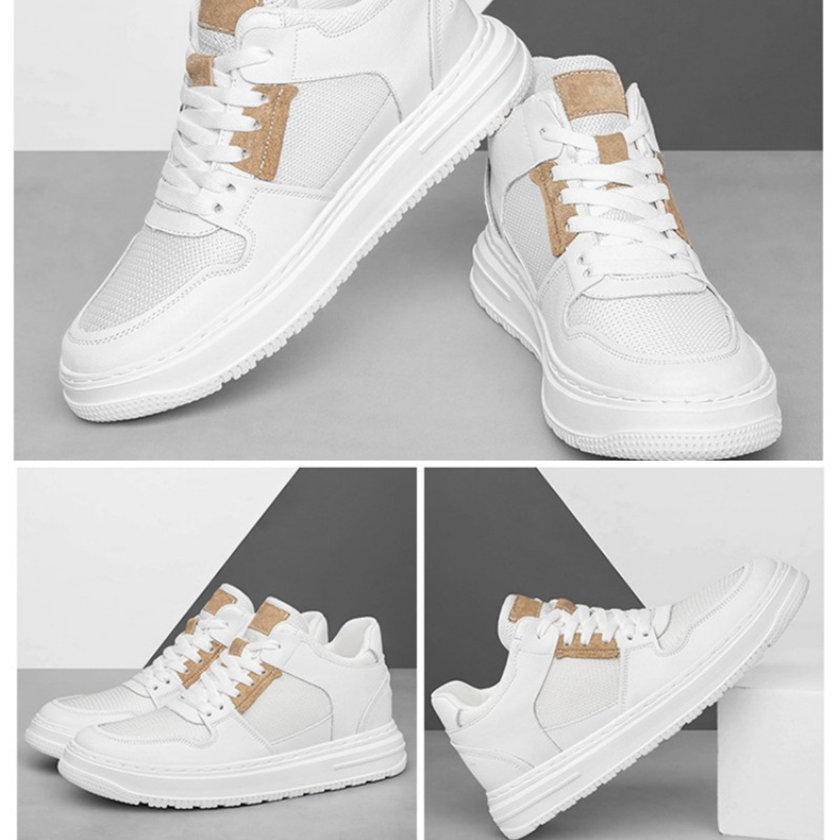 Elevateshooes Alex Höhensneaker – Weiß, +4 cm, 41